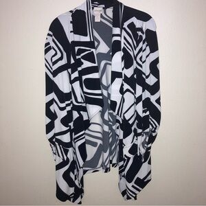 Chico's Black and White Geometric Cardigan